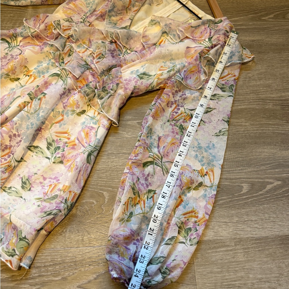 A.PEACH Floral Ruffle Long Sleeve romper - size S- NWT - Picture 9 of 10